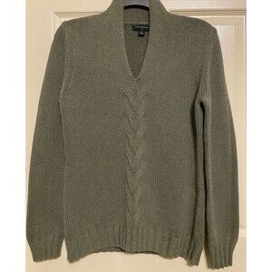 2010 Banana Republic Earthy Green Sweater Womens Cable Knit Pullover Top Classic